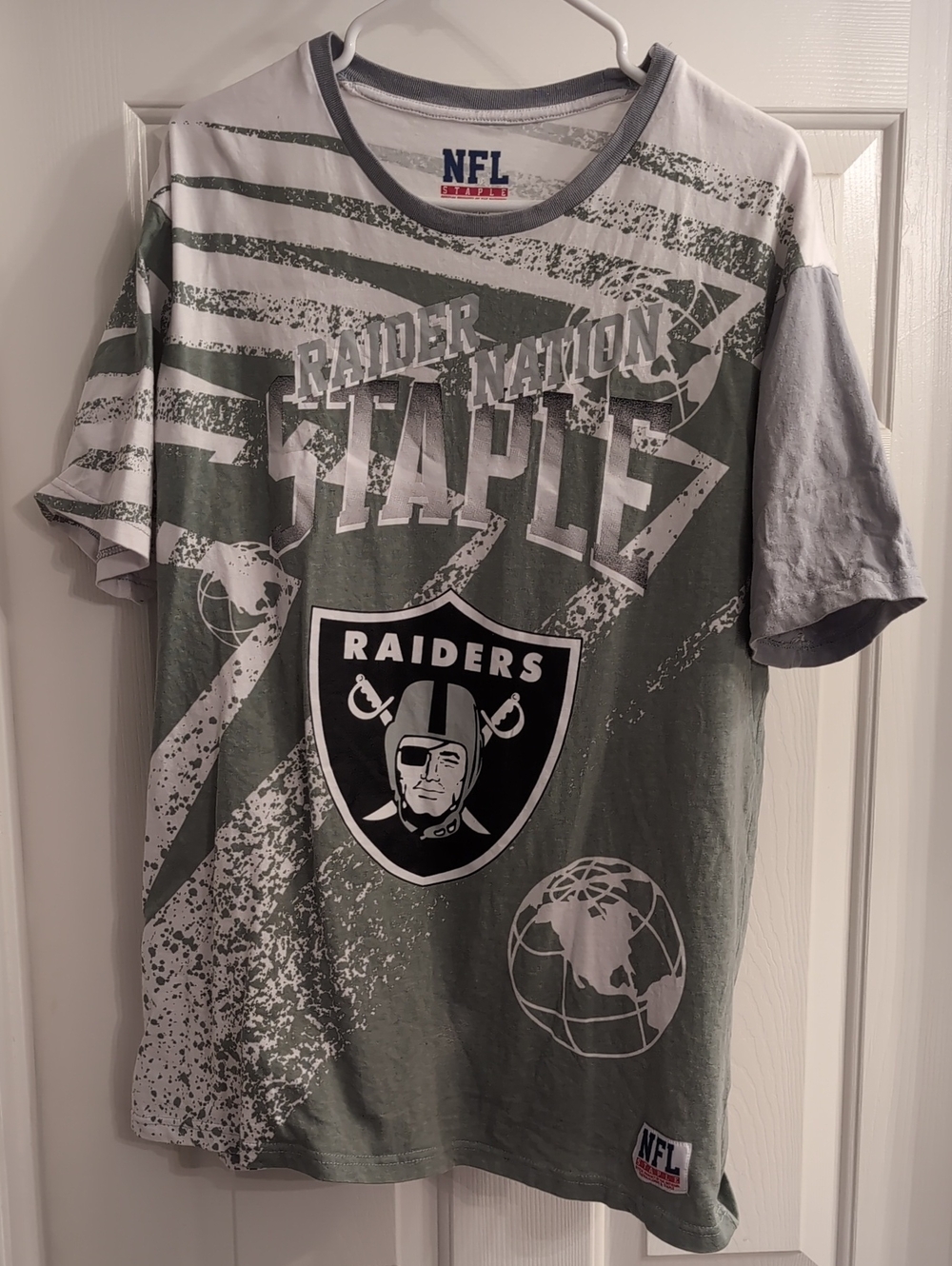 NFL Raiders Graphic Tee - Olive Green & White